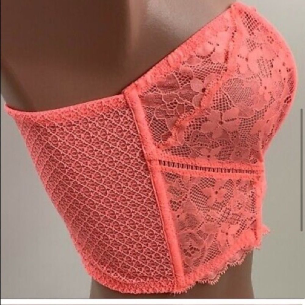 ⭐️ Victoria's Secret Dream Angels Lace Bustier Corset Bra Pink Neon NWT - Picture 6 of 8